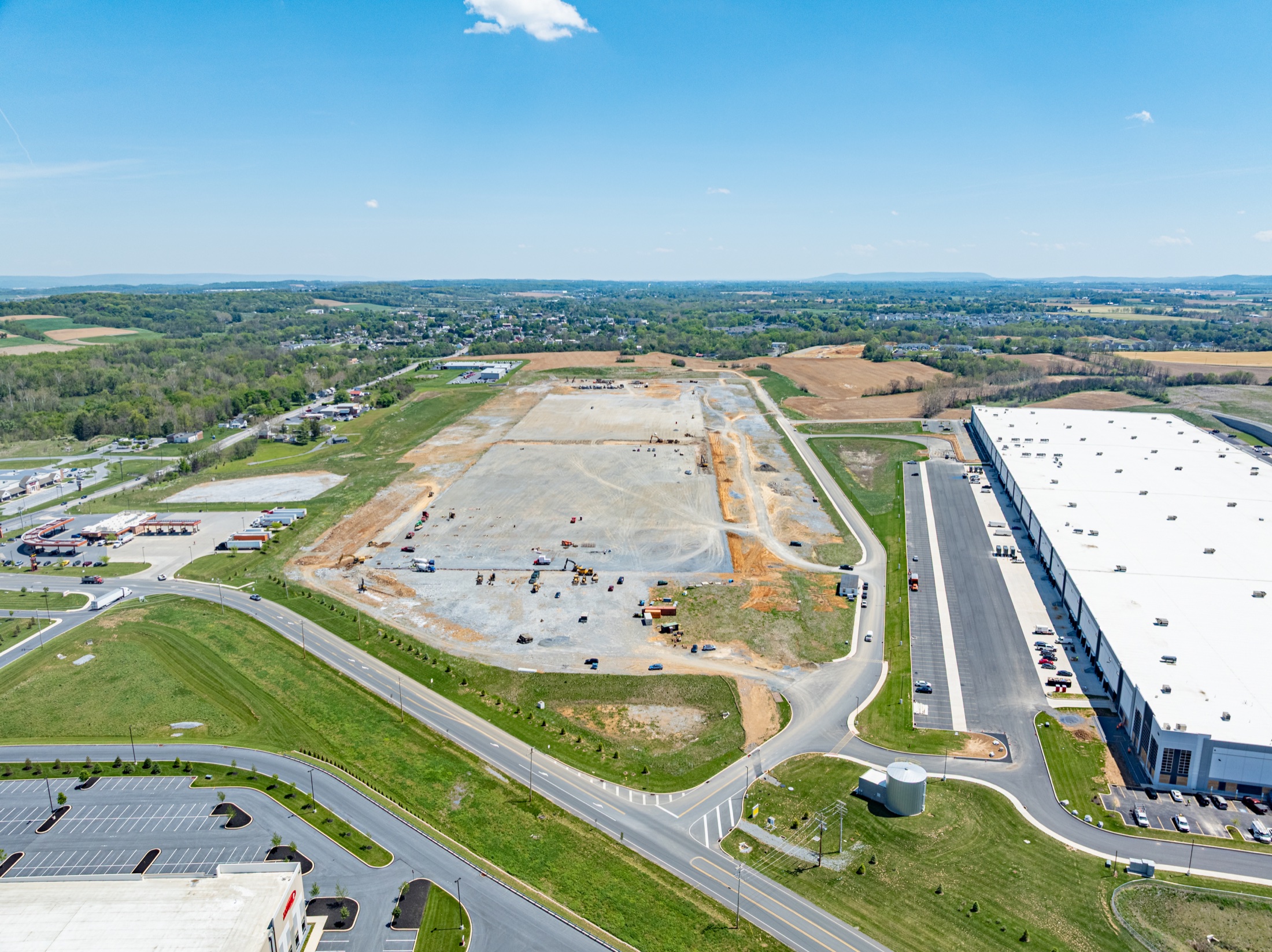Building 1 construction pad beside the completed logistics building